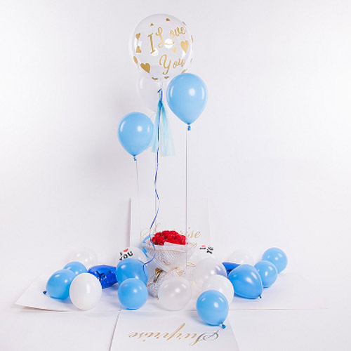 節慶派對佈置館 創意驚喜告白氣球盒 藍色款