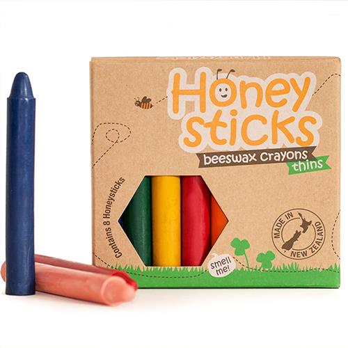 紐西蘭Honey Sticks 純天然蜂蠟無毒蠟筆-6歲以上學童適用-細長款(共8色)