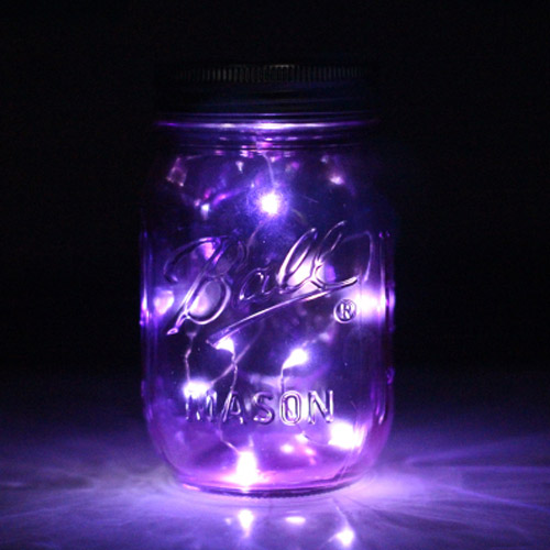 節慶派對佈置館 夢幻夜晚彩燈玻璃罐 紫色瓶+白燈