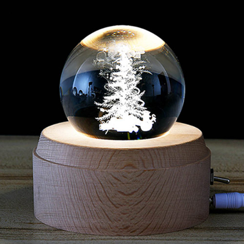 創意小物館 夢幻水晶球小夜燈 聖誕樹