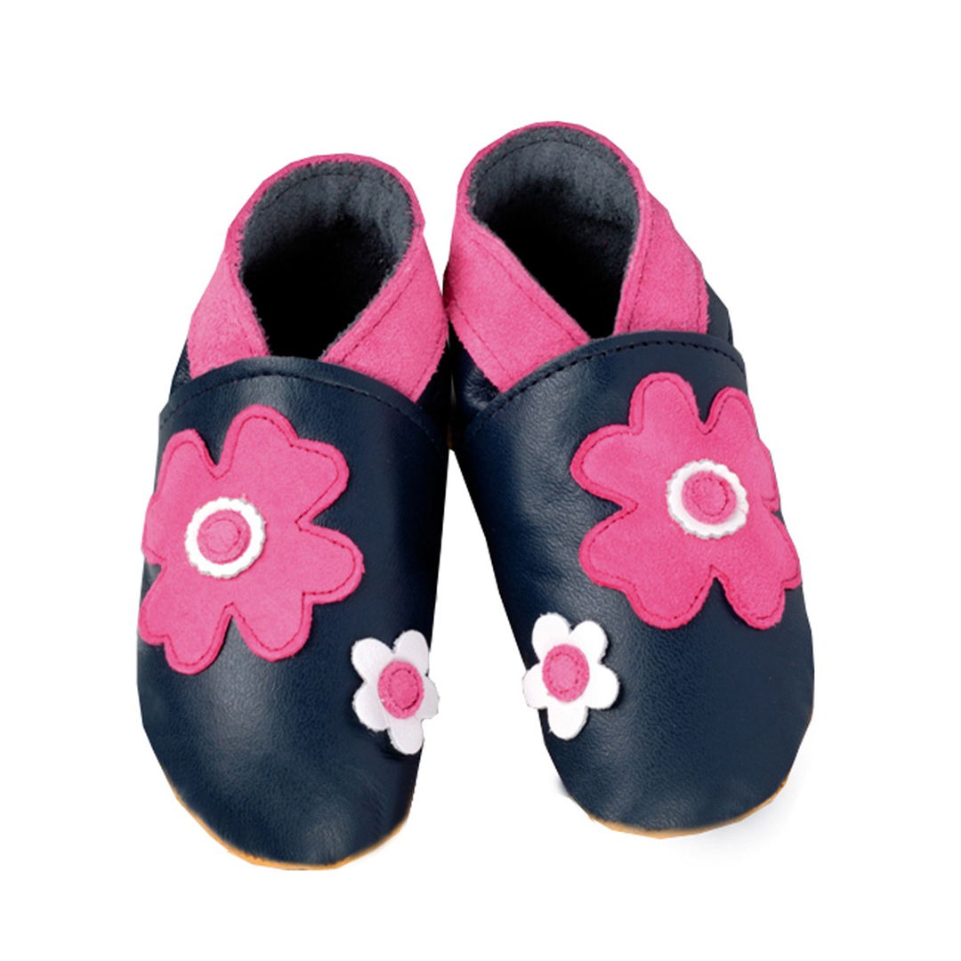 Daisy Roots 彌月禮盒 英國手工鞋S號+方巾 - 藍底小花/粉紅方巾