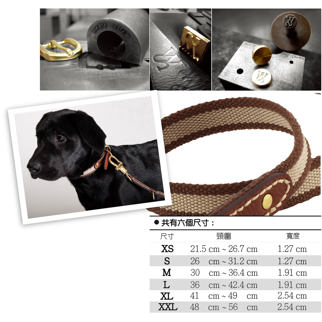 【FINAL CALL】WAIFS & STRAYS Leather and Webbing Collar 典雅織帶項圈 (棕色) (尺寸L)