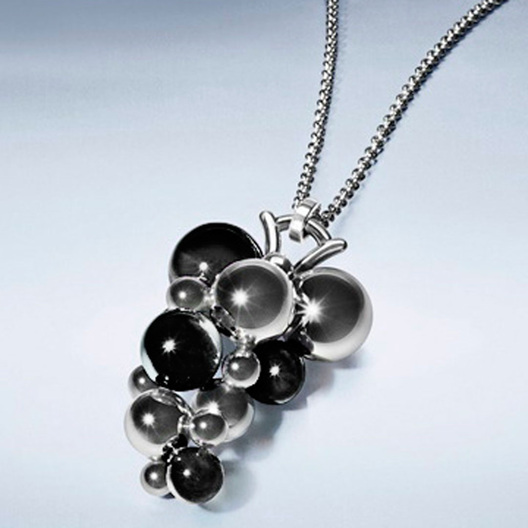 丹麥 Georg Jensen Jewellery Moonlight Grapes 系列 葡萄藤項鍊 4.5cm 純銀鑲嵌黑瑪瑙款『加贈 拭銀布兩份』