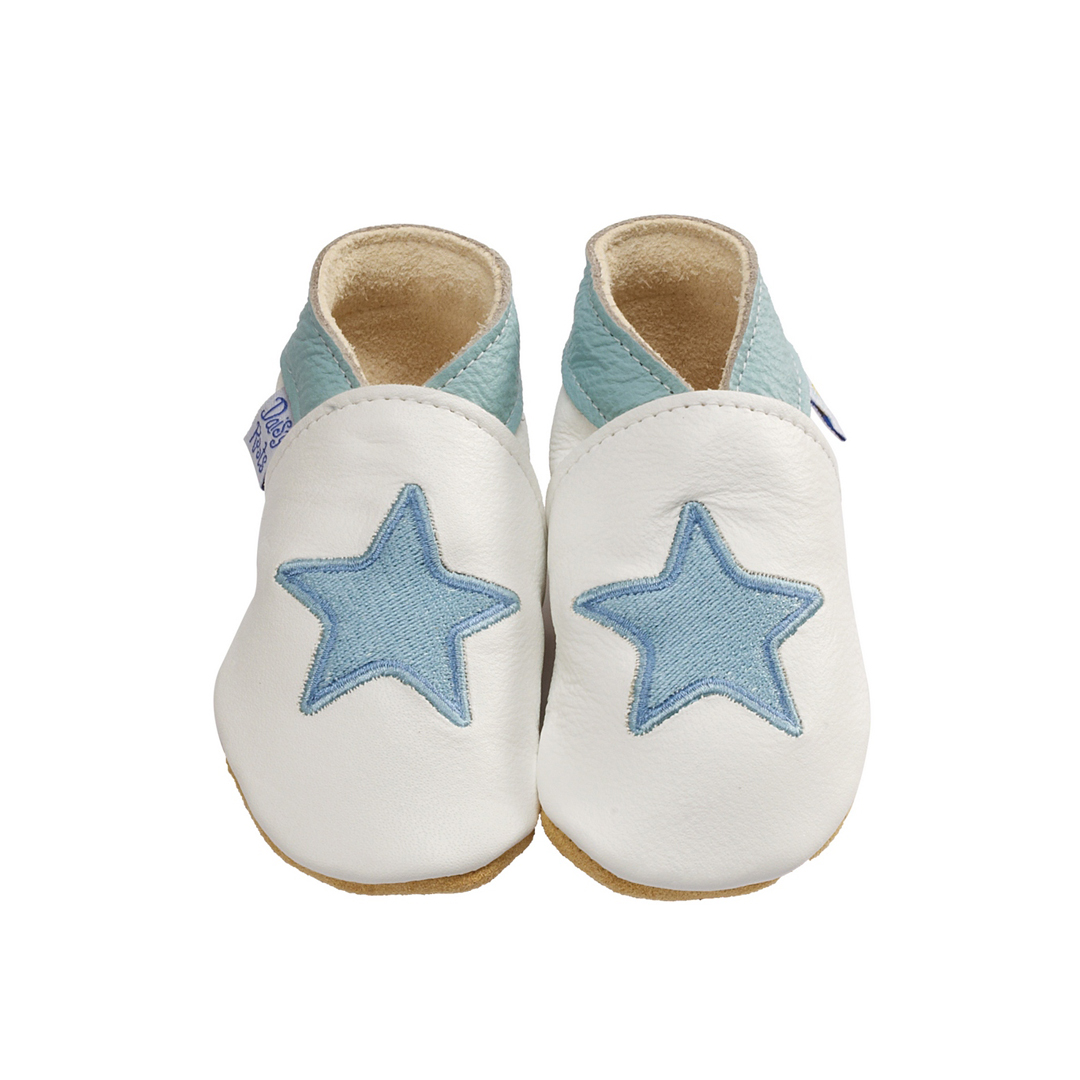 Daisy Roots 彌月禮盒 英國手工鞋S號新生兒0~6M T恤 - 藍色星星