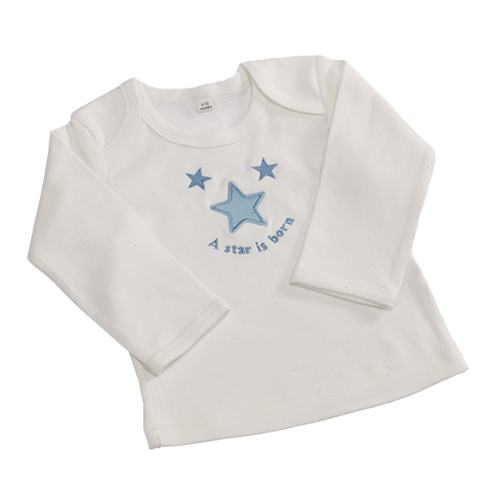 Daisy Roots 彌月禮盒 英國手工鞋M號學步兒0~12M T恤 - 藍色星星