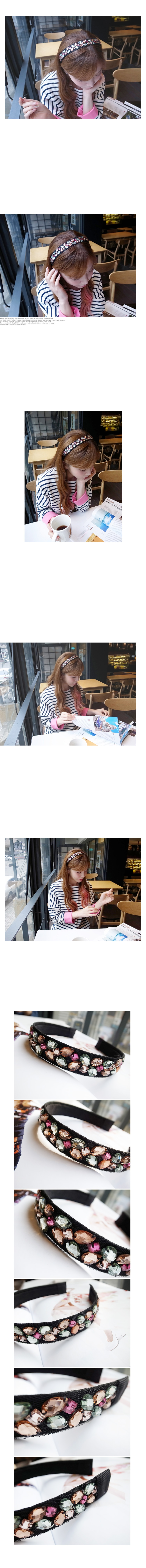 韓國 NaniWorld 七彩多寶石氛圍髮箍 #2188