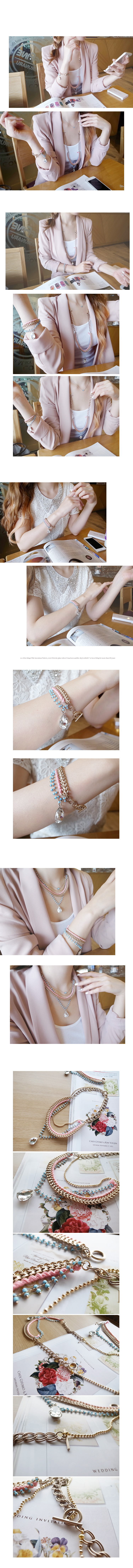 韓國 NaniWorld 項鍊手環兩用水滴鑽石氛圍飾品 #2209