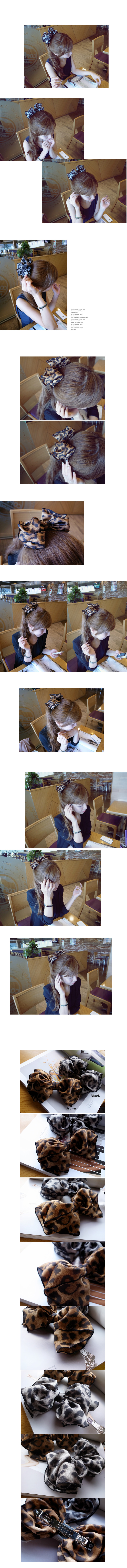 韓國 NaniWorld 氣質美女絲巾髮夾 #1956 褐色斑點