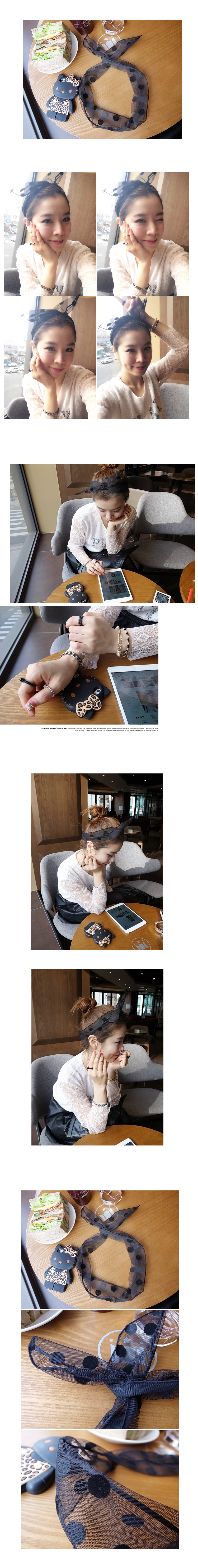 韓國 NaniWorld 黑色點點絲質髮帶 #2782