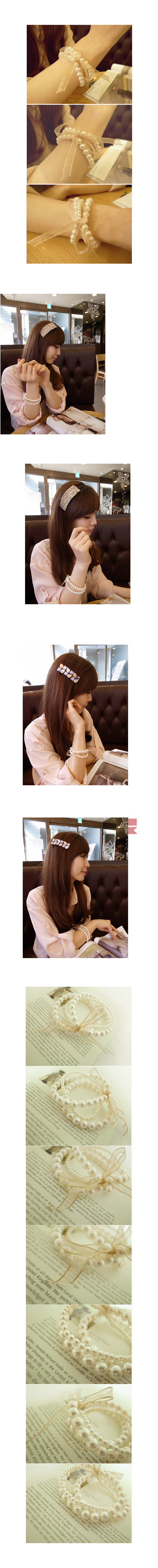 韓國 NaniWorld 珍珠風絲帶手環 #919