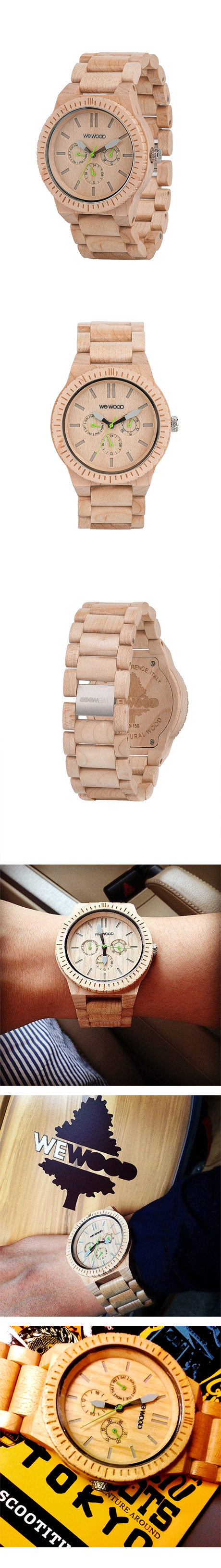 WEWOOD 義大利時尚木頭腕錶 三眼系列 Kappa Beige