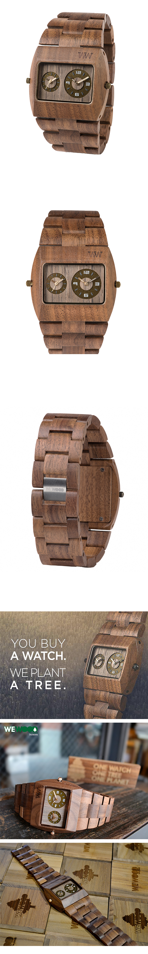 WEWOOD 義大利時尚木頭腕錶 方形錶款 Jupiter Nut