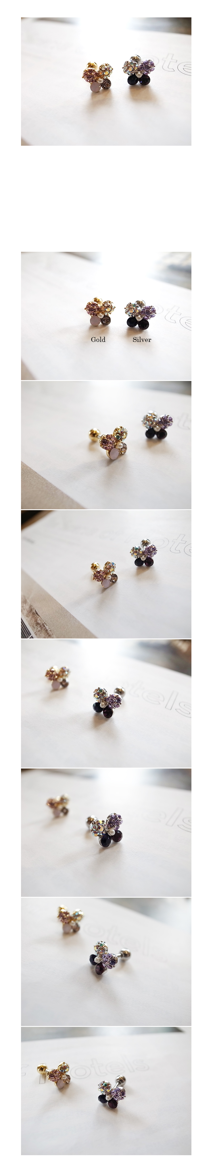 韓國 NaniWorld 混色蝴蝶耳環 (單入) #3186 銀色