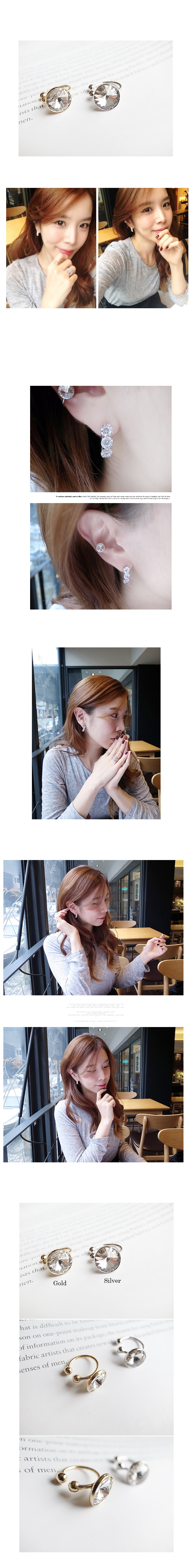韓國 NaniWorld 閃亮風仿鑽耳骨夾 #2599 銀色