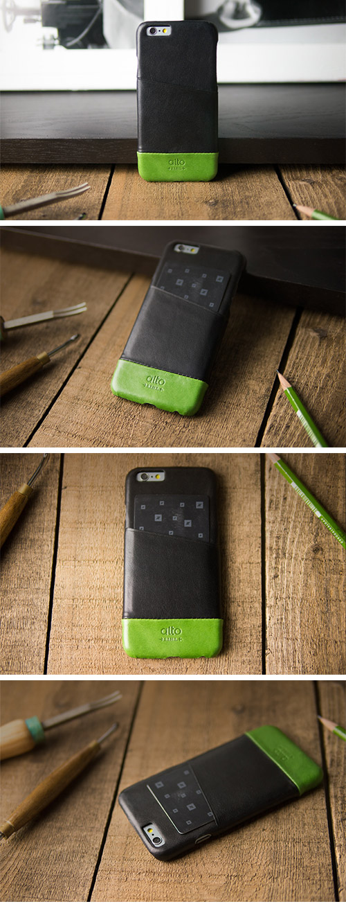 【可雷雕】alto iPhone 6 / 6S 真皮手機殼背蓋 Metro (Black / Green)