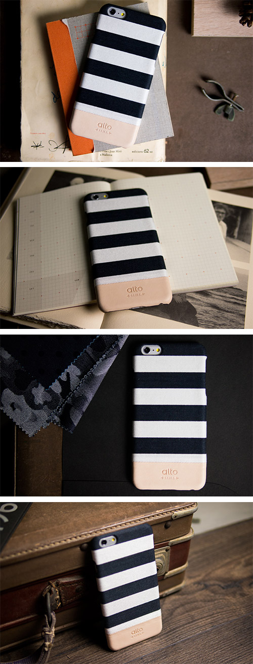 alto iPhone 6 Plus / 6S Plus 真皮手機殼背蓋 Denim (White Zebra)