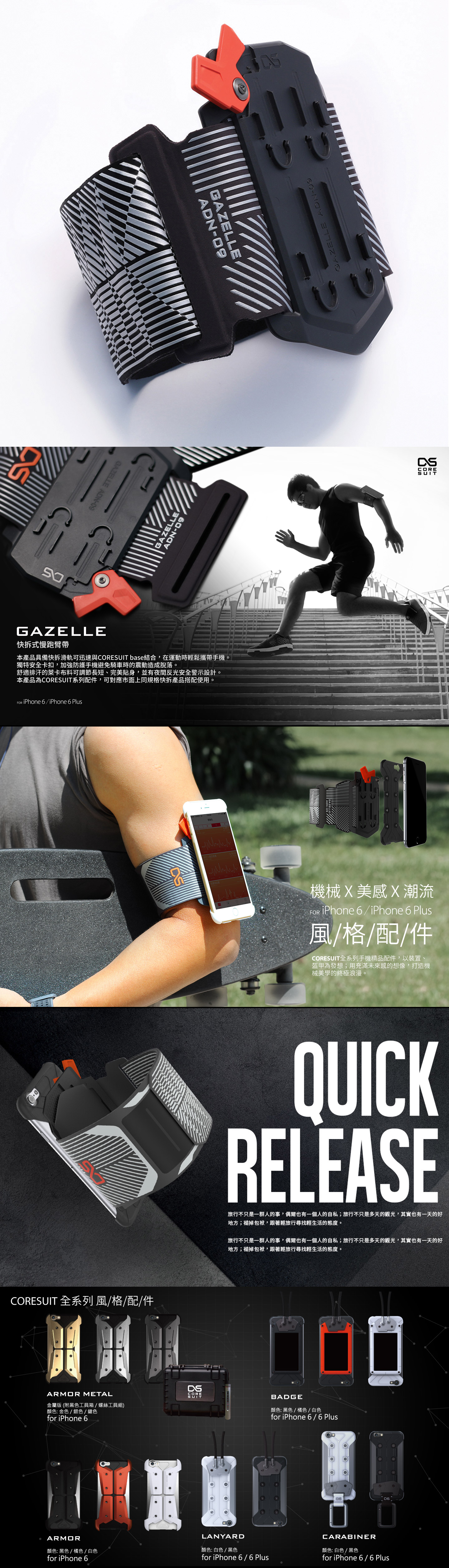 CORESUIT GAZELLE快拆式手機運動臂帶 (不含Base) iPhone 6/6 Plus