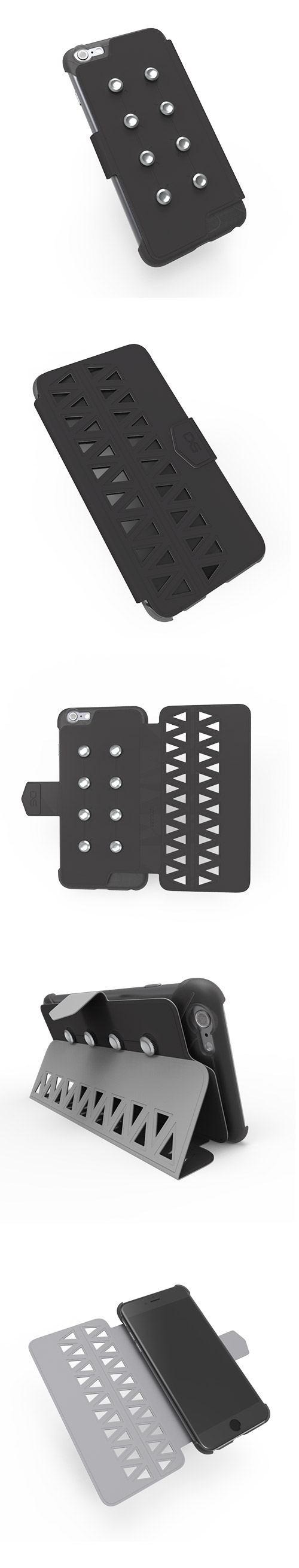 [55折再送保護殼]CORESUIT FOLD幾何堆疊造型皮件 手機殼 iPhone 6 Plus/6s Plus 黑