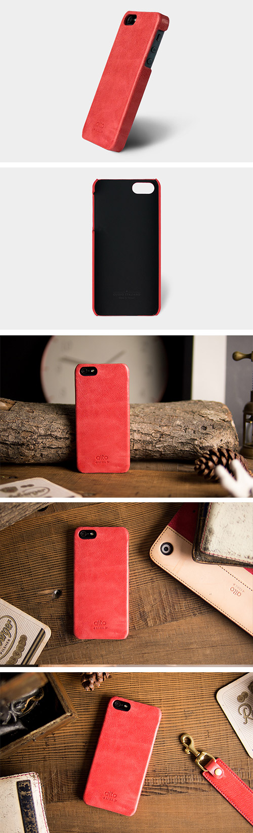 【可雷雕】alto iPhone 5 / 5S / SE 真皮手機套 Original (Red)