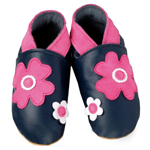 Daisy Roots 彌月禮盒 英國手工鞋S號+方巾 - 藍底小花/米色方巾