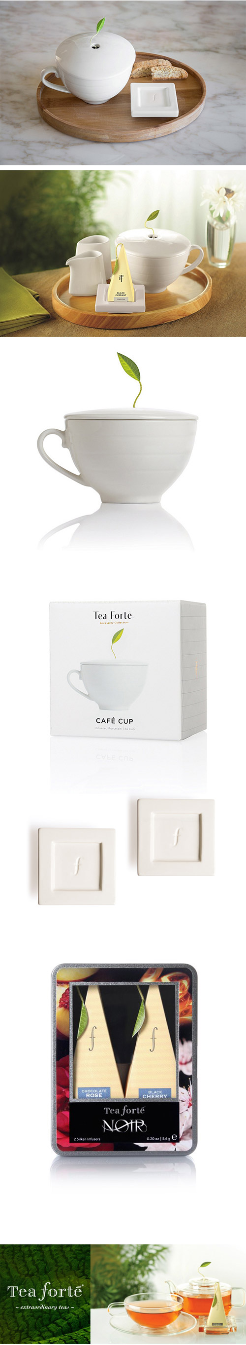 【買就送星選珍藏茶包】Tea Forte 白瓷咖啡杯+2入陶瓷方型茶托 (白瓷)