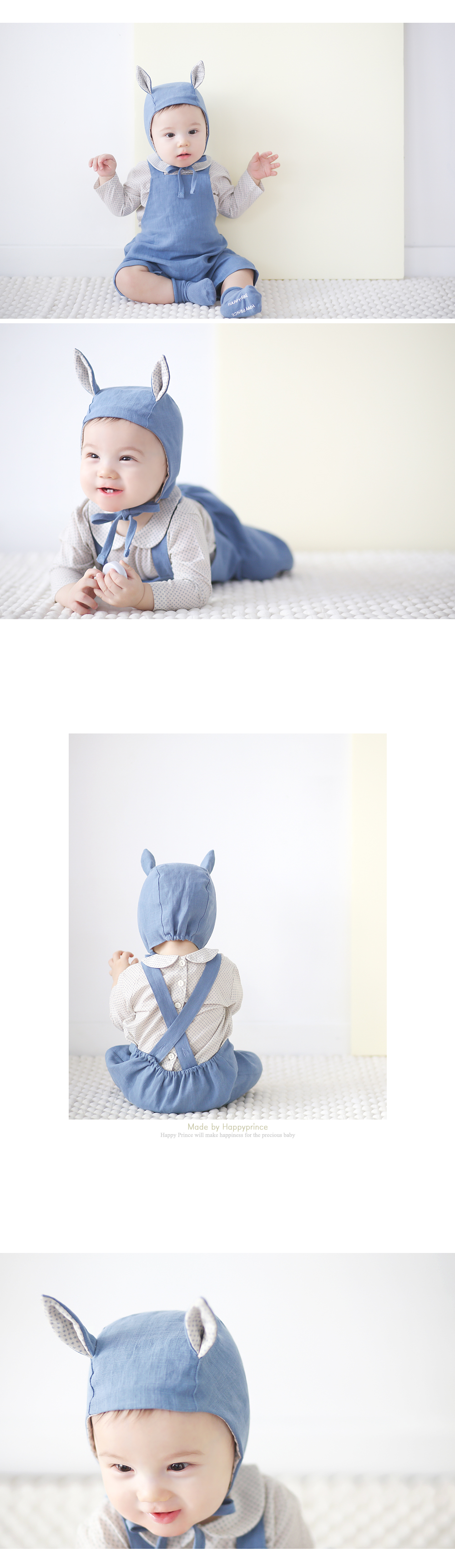 HAPPY PRINCE 波點兔兔兒童帽 (2色) 韓國製 淺藍 48 (6-12個月)