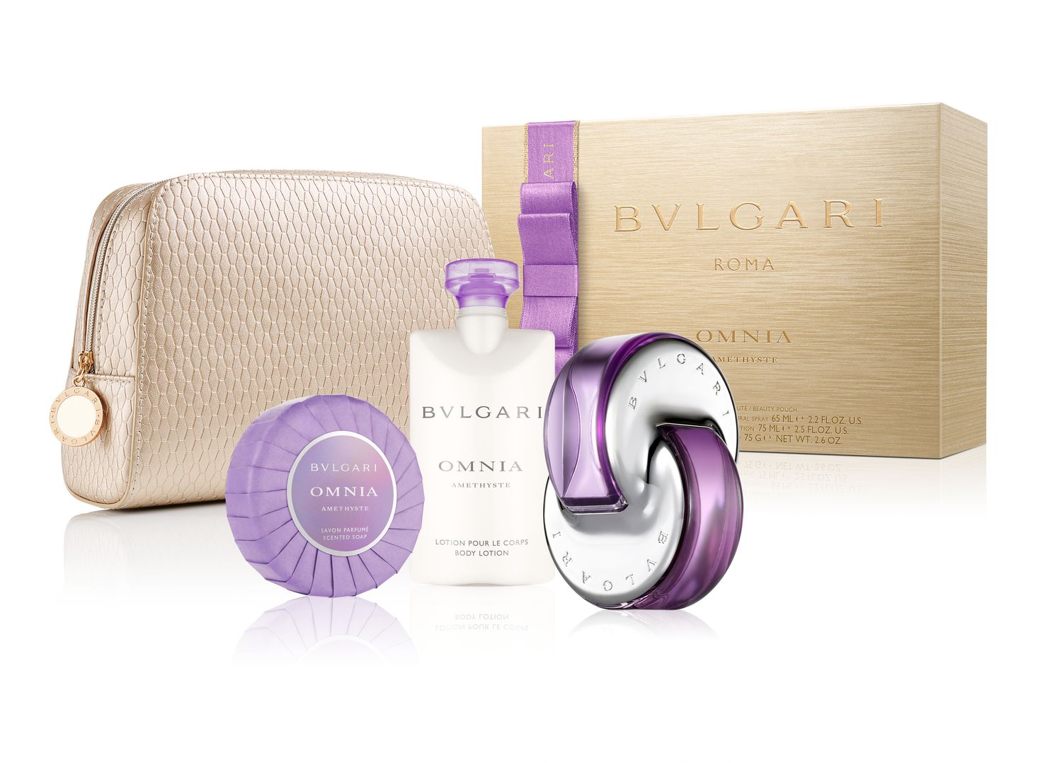 BVLGARI 寶格麗 紫水晶奢華禮盒 (香水65ml+身體乳75ml+香氛肥皂75g+化妝包)