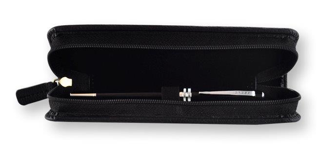 【可雷雕】美國 CROSS 貝禮系列 黑琺瑯鋼珠筆+拉鍊式筆套 禮盒組