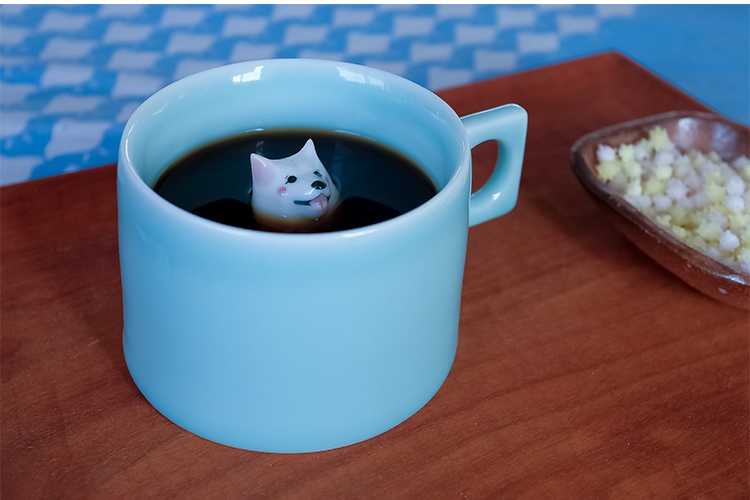 三淺陶社  薩摩耶咖啡杯三件套(影青)