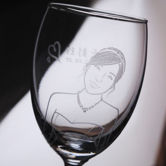 MSA【手工雕刻】手繪肖像寫實版紅酒對杯組-LOVE新娘新郎