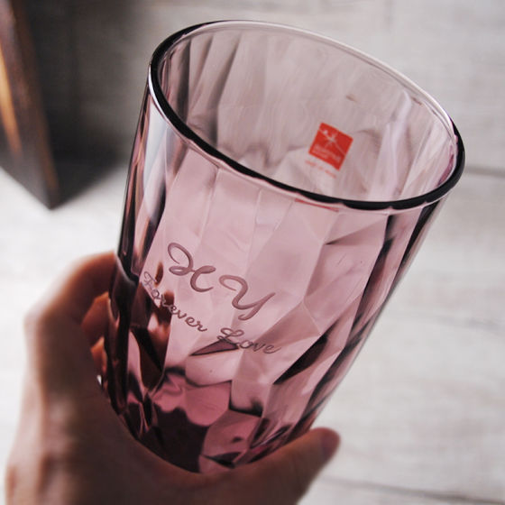 MSA【手工雕刻】義大利Bormioli Rocco系列浪漫紫粉鑽石杯-名字縮寫