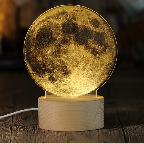 創意小物館 內雕立體氛圍燈-調光開關 月球