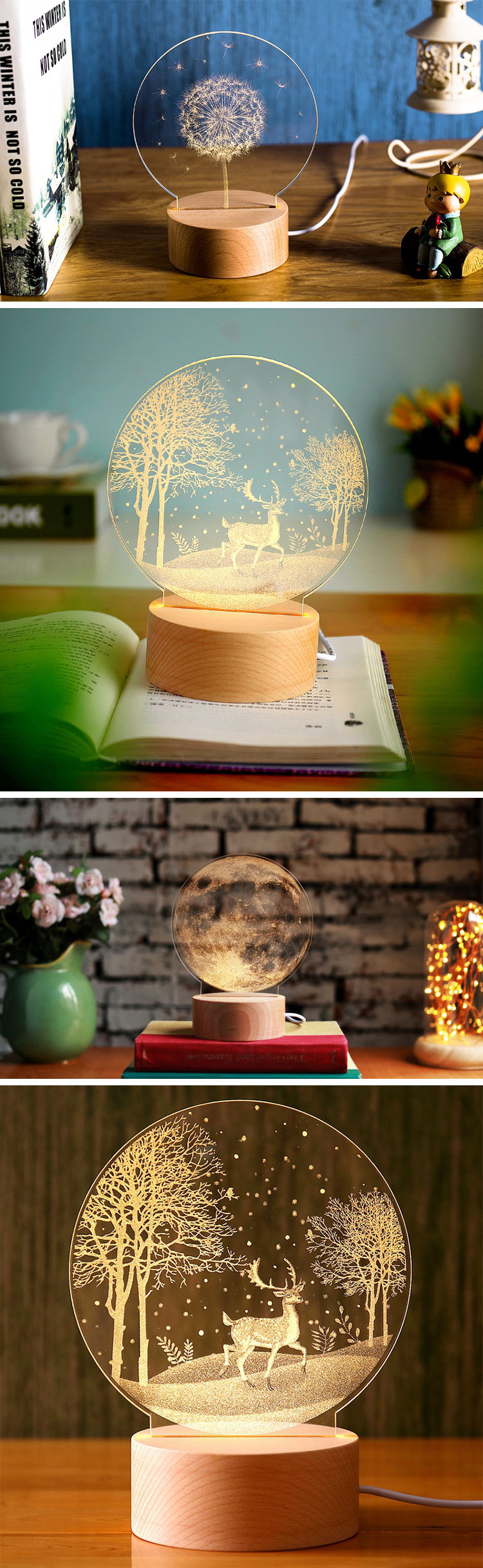 創意小物館 內雕立體氛圍燈-按鈕開關 土星