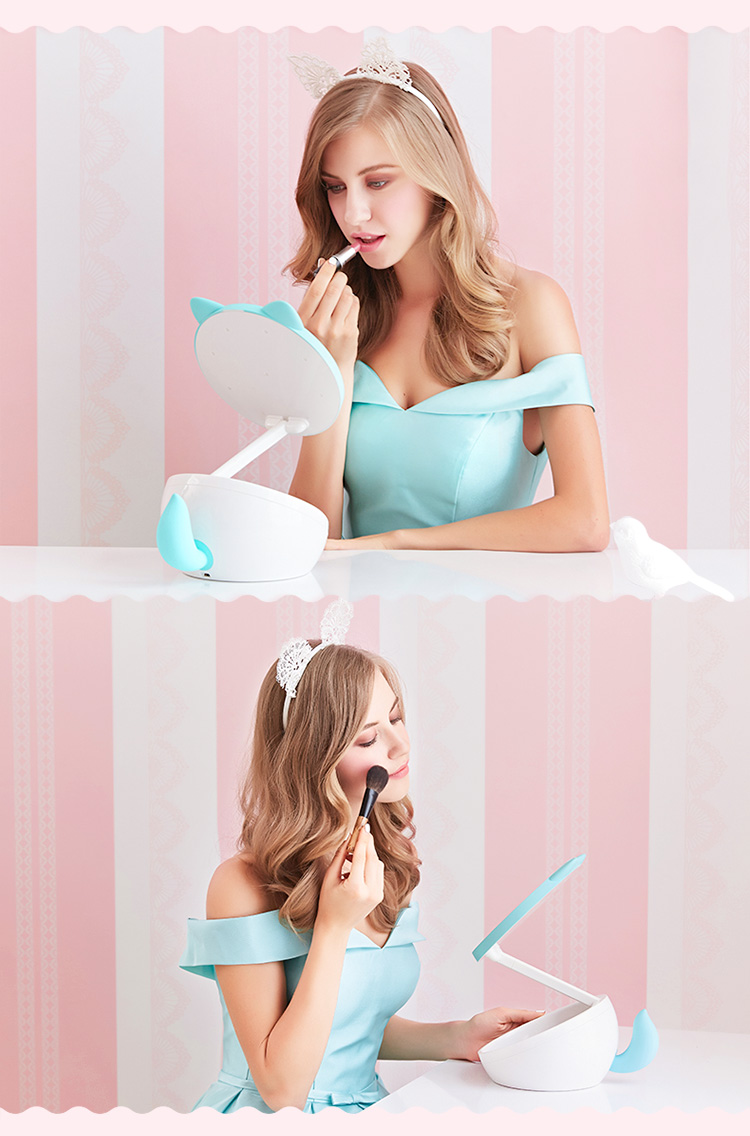 創意小物館 萌寵化妝鏡 Tiffany藍