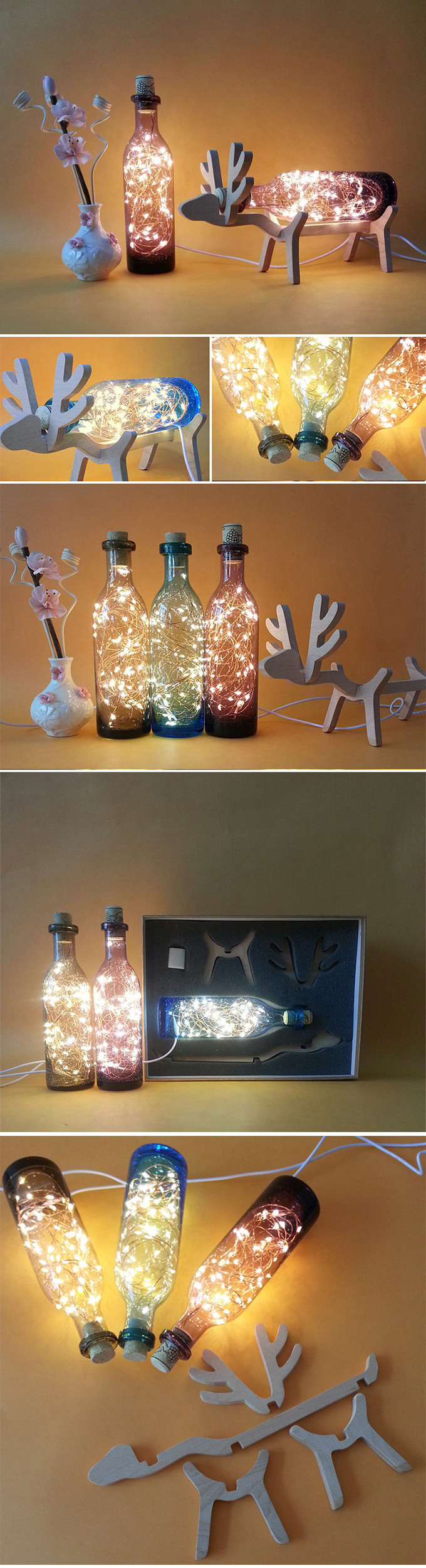 創意小物館 麋鹿手工吹製玻璃夜燈 透明款