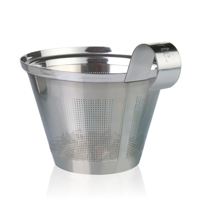 不鏽鋼濾網全新平底設計，更方便放置濾茶網於杯蓋上。