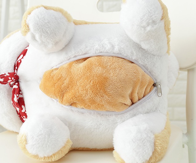 (斷貨)家居生活雜貨舖 柴犬抱枕+午睡毯組 米白