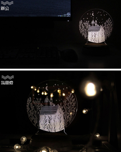 創意小物館 3D小夜燈手機支架+USB充電+香薰功能+净化-回家了