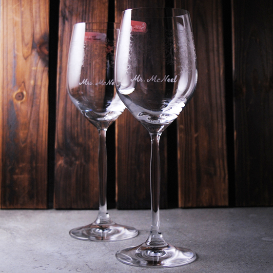 MSA【手工雕刻】 (一對價)425cc【婚禮專用對杯】德國SPIEGELAU 復古文藝白金水晶杯 刻字酒杯 紅酒杯 結婚對杯設計Red Wine / Water