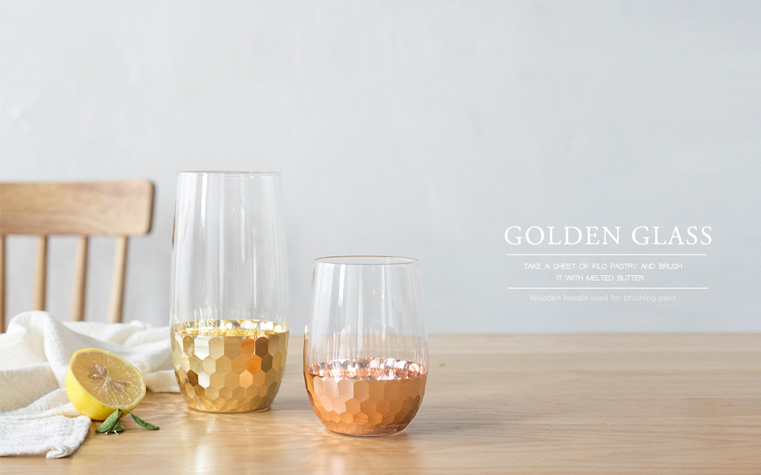 Cutie 北歐質感金屬玻璃杯 矮款 金色