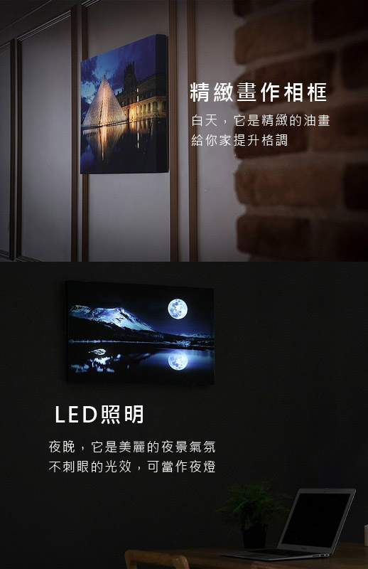 創意小物館 夜燈遙控裝飾畫 夜的倒影