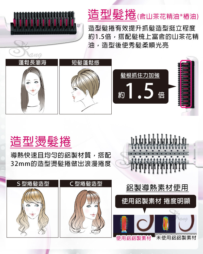 日本 TESCOM TIC6J MIJ自動電壓椿油造型整髮梳(白)