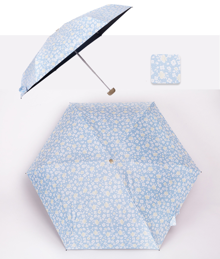 創意小物館 超輕量口袋摺疊晴雨兩用傘 黑寶藍梨花