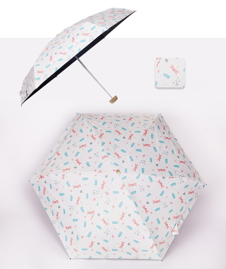 創意小物館 超輕量口袋摺疊晴雨兩用傘 黑寶藍梨花
