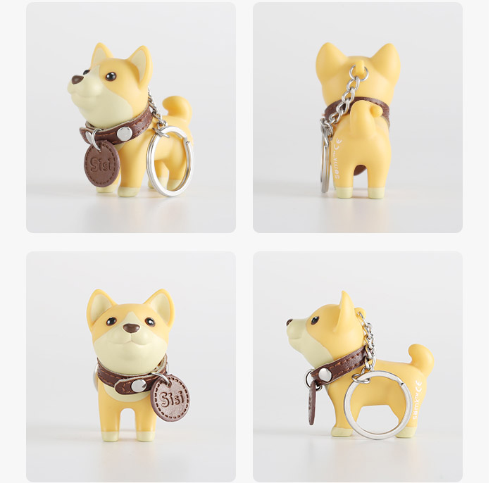 創意小物館 可愛狗狗皮繩鑰匙圈 黃色柴犬