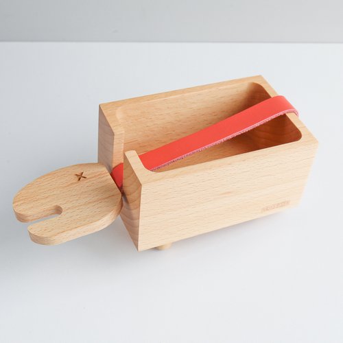 TOSMU 童心木 木製發票盒 長頸龍 紅色皮革