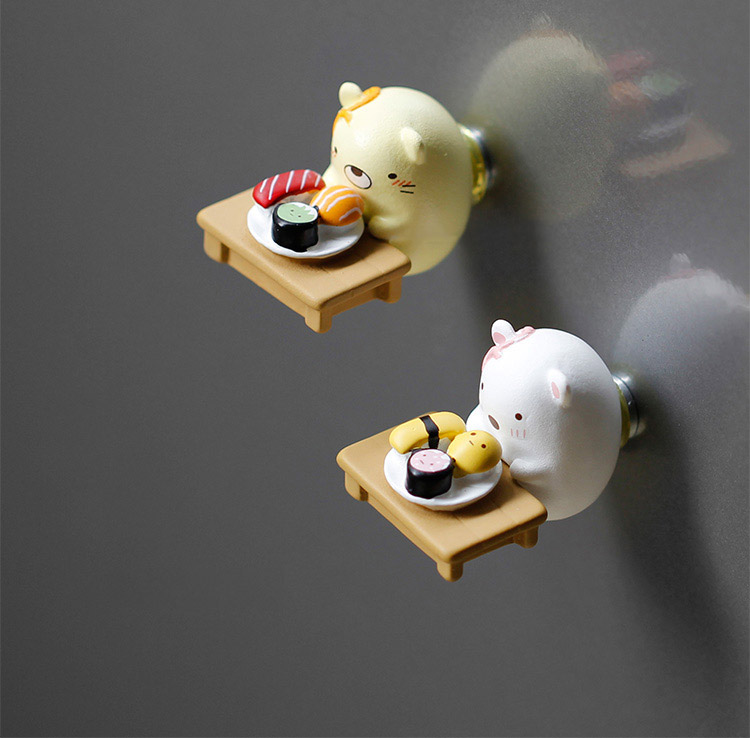 創意小物館 萌萌生物吃壽司磁鐵 白色小生物