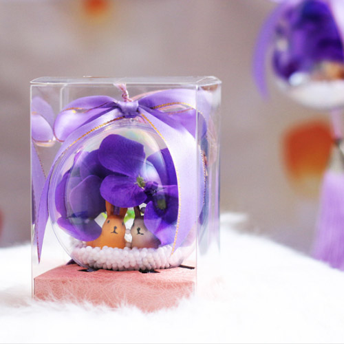 創意小物館 可愛中秋花花兔精靈球掛飾 紫