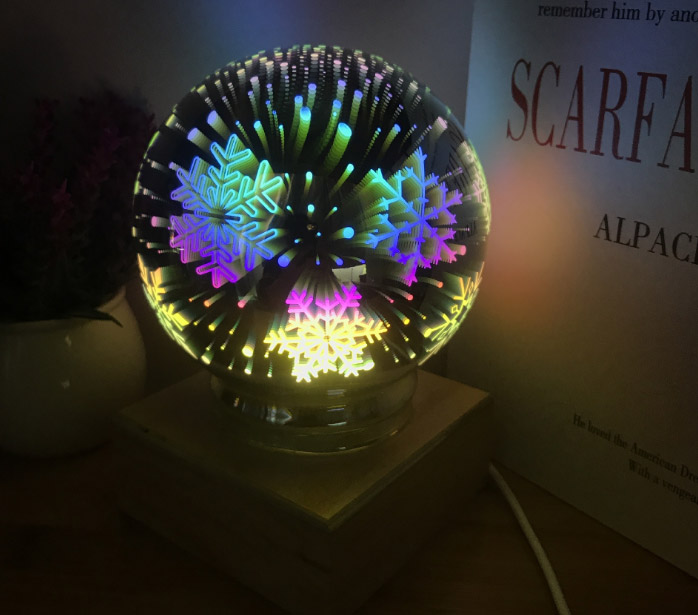 創意小物館 3D炫彩水晶魔球夜燈 雪花