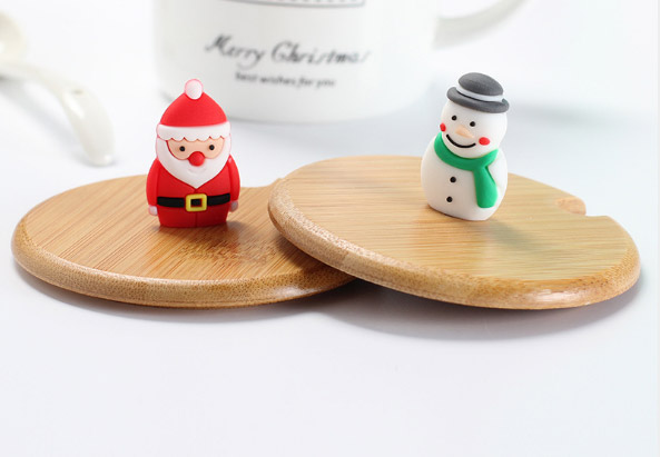 家居生活雜貨舖 可愛聖誕帶蓋陶瓷水杯 雪人雪花款
